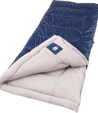 Coleman Brazos 20/30°F Adult Cool-Weather Sleeping Bag with No-Snag Zipper & Stuff Sack, Machine Washable