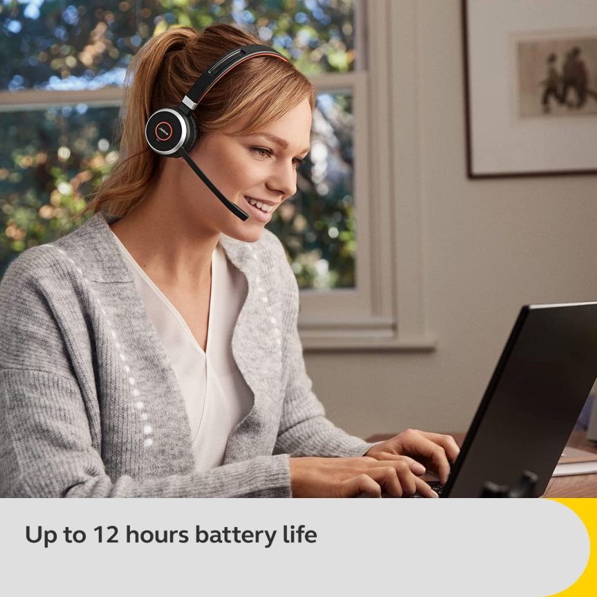Jabra Evolve 65 SE Link380a MS Stereo- Bluetooth Headset with Noise-Cancelling Microphone, Long-Lasting Battery and Dual Connectivity - Works with All Other Platforms - Black - Image 2