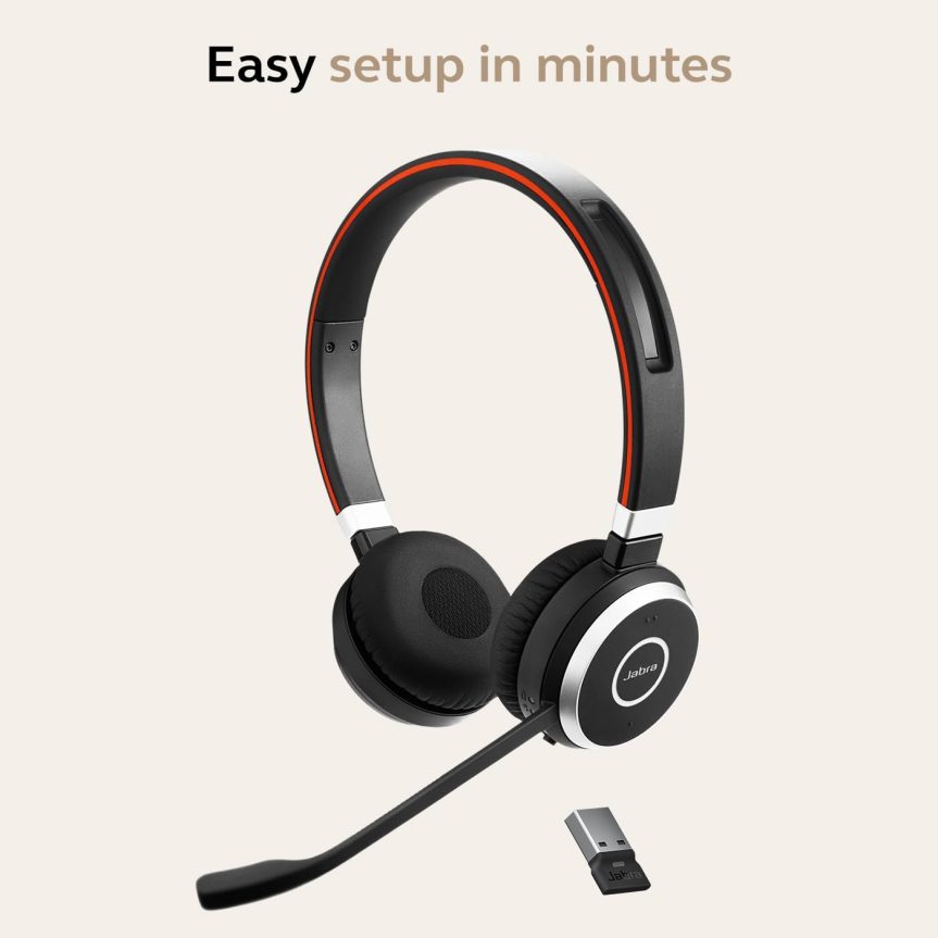 Jabra Evolve 65 SE Link380a MS Stereo- Bluetooth Headset with Noise-Cancelling Microphone, Long-Lasting Battery and Dual Connectivity - Works with All Other Platforms - Black - Image 6
