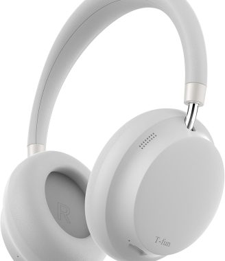 T-fun NC45 Active Noise Cancelling Headphones, Comfortable Wireless Over Ear Headset with Mic, 55H Playtime, Hi-Res Audio, Deep Bass, Low Latency, Bluetooth 5.3 ANC Headphones for Travel Home