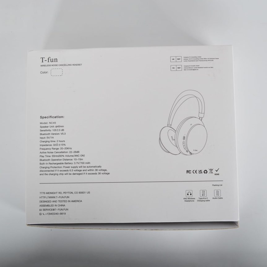 T-fun NC45 Active Noise Cancelling Headphones, Comfortable Wireless Over Ear Headset with Mic, 55H Playtime, Hi-Res Audio, Deep Bass, Low Latency, Bluetooth 5.3 ANC Headphones for Travel Home - Image 11